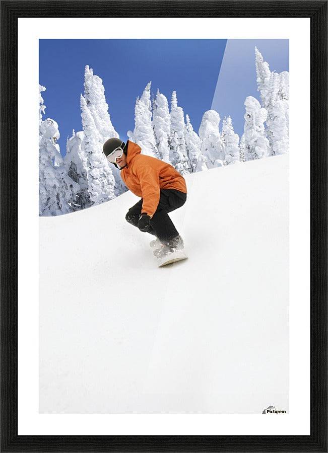 Snowboarder Going Down Snowy Hill - Powderaddicts