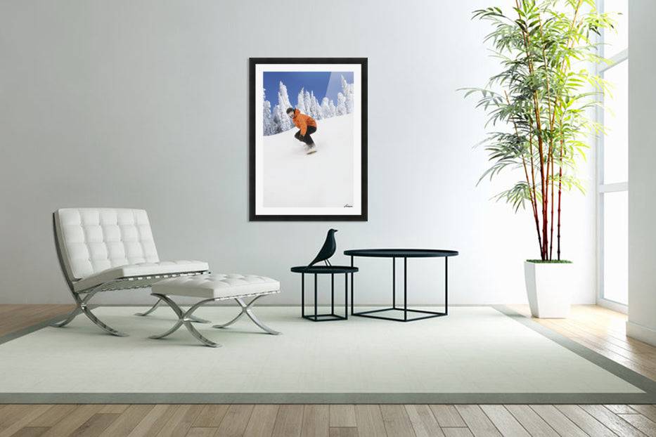 Snowboarder Going Down Snowy Hill - Powderaddicts