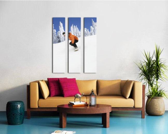 Snowboarder Going Down Snowy Hill - Powderaddicts