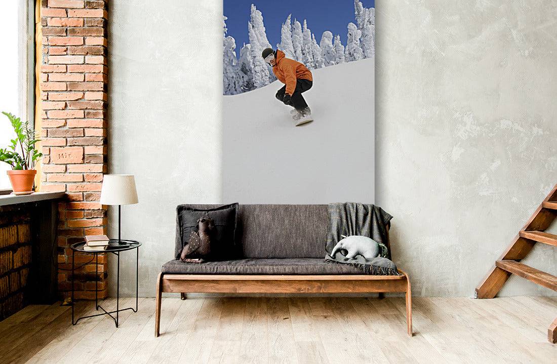 Snowboarder Going Down Snowy Hill - Powderaddicts