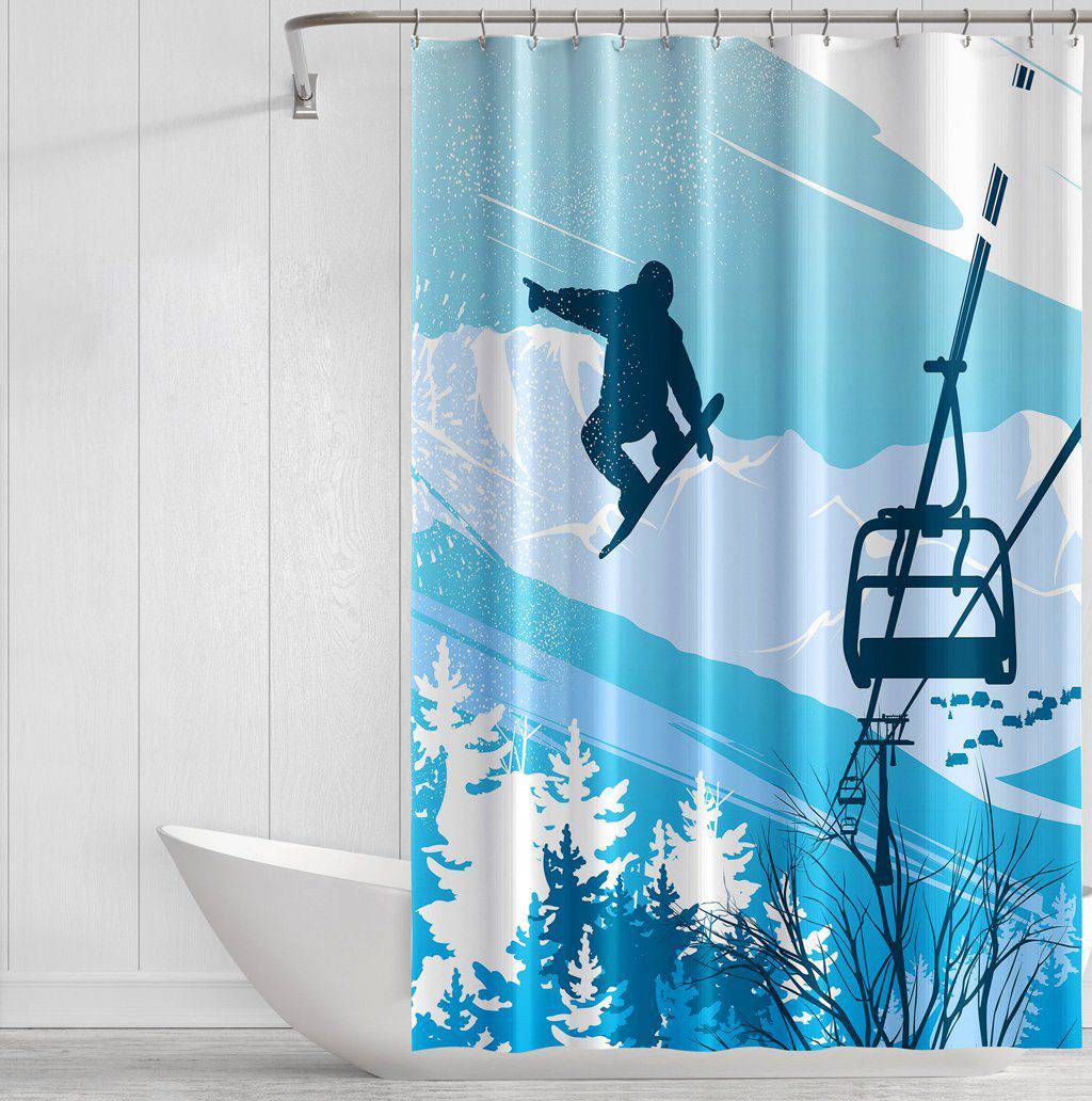 Snowboarder Jump Shower Curtains - Powderaddicts