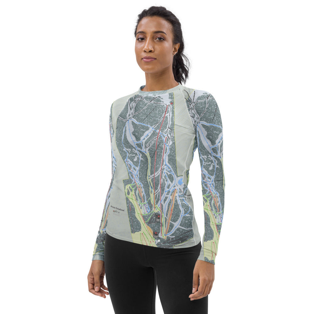 SnowBowl, Arizona Ski Trail Map Women&#39;s Base Layer Top - Powderaddicts