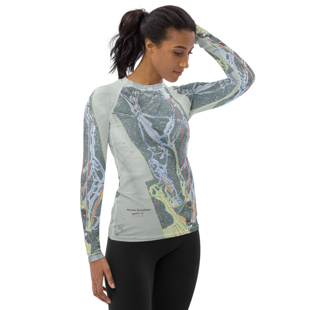 SnowBowl, Arizona Ski Trail Map Women&#39;s Base Layer Top - Powderaddicts