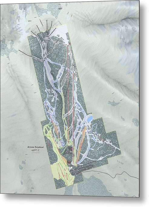 SnowBowl Ski Trail Map - Metal Print - Powderaddicts