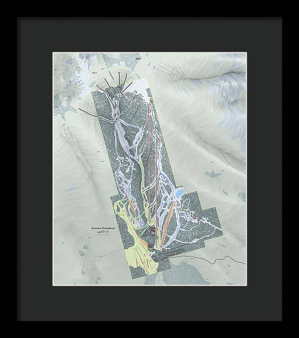 SnowBowl Ski Trail Map - Framed Print - Powderaddicts