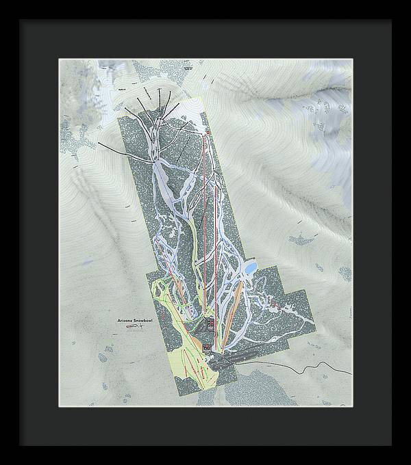 SnowBowl Ski Trail Map - Framed Print - Powderaddicts
