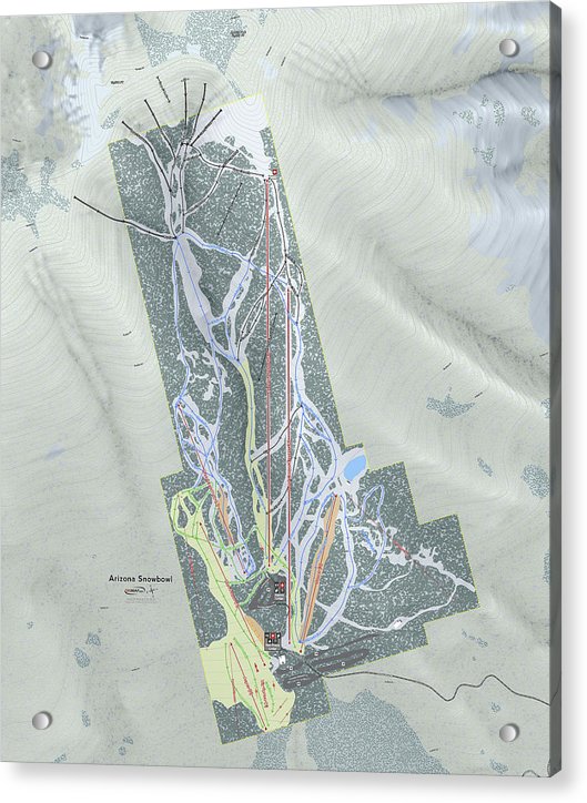 SnowBowl Ski Trail Map - Acrylic Print - Powderaddicts