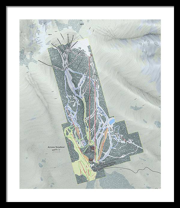 SnowBowl Ski Trail Map - Framed Print - Powderaddicts