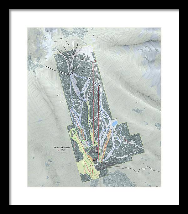 SnowBowl Ski Trail Map - Framed Print - Powderaddicts
