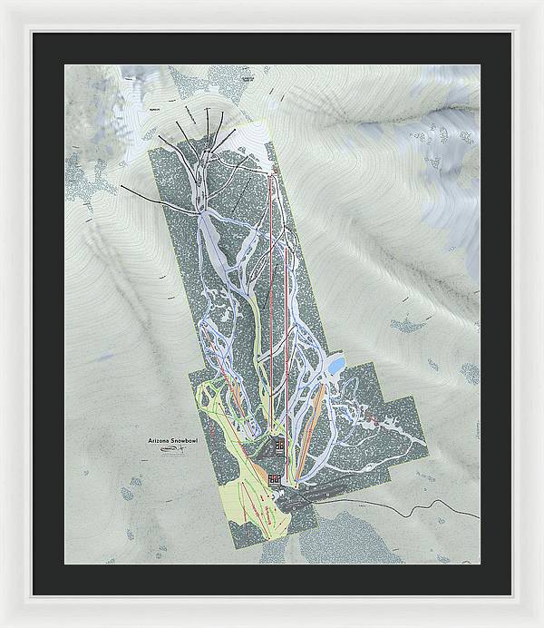 SnowBowl Ski Trail Map - Framed Print - Powderaddicts