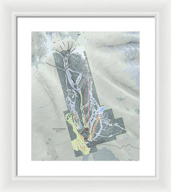 SnowBowl Ski Trail Map - Framed Print - Powderaddicts
