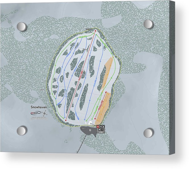 Snowhaven Ski Trail Map - Acrylic Print - Powderaddicts