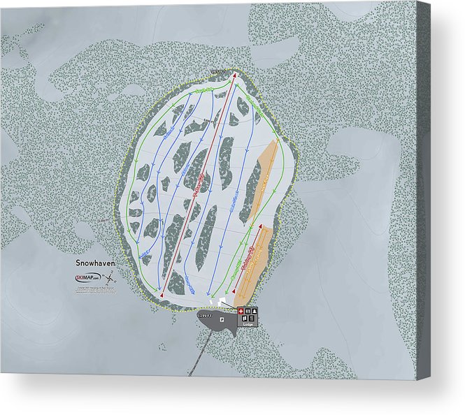 Snowhaven Ski Trail Map - Acrylic Print - Powderaddicts
