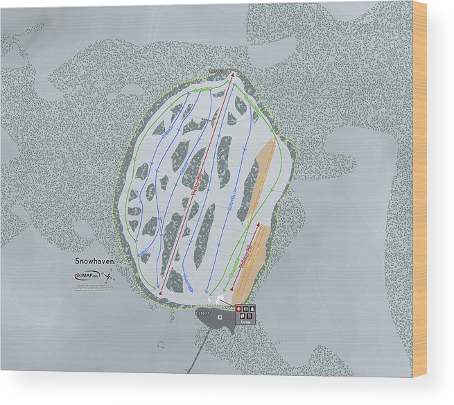 Snowhaven Ski Trail Map - Wood Print - Powderaddicts