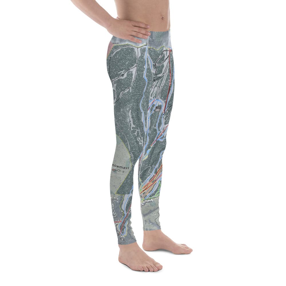 Snowmass, Colorado Ski Trail Map Men's Base Layer Bottom - Powderaddicts
