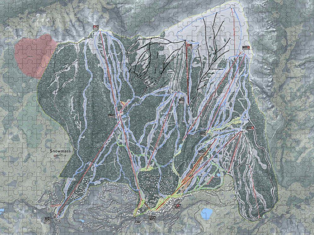 Snowmass, Colorado Ski Trail Map - Puzzle - Powderaddicts