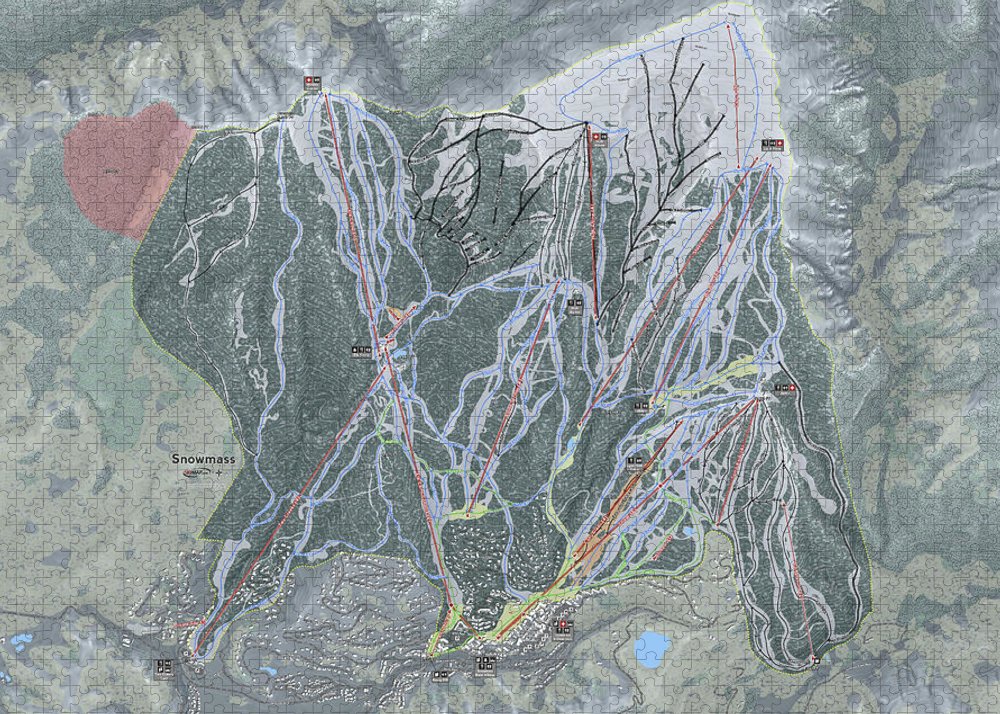 Snowmass, Colorado Ski Trail Map - Puzzle - Powderaddicts