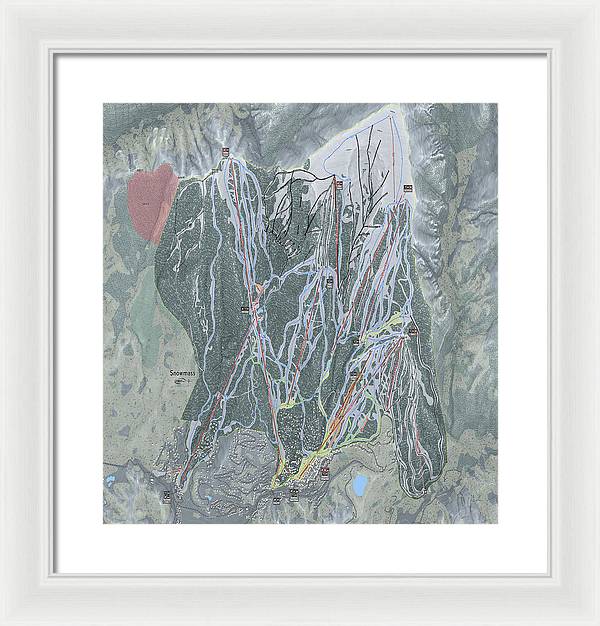 Snowmass Ski Trail Map - Framed Print - Powderaddicts