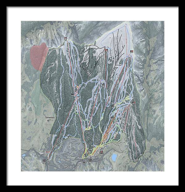 Snowmass Ski Trail Map - Framed Print - Powderaddicts