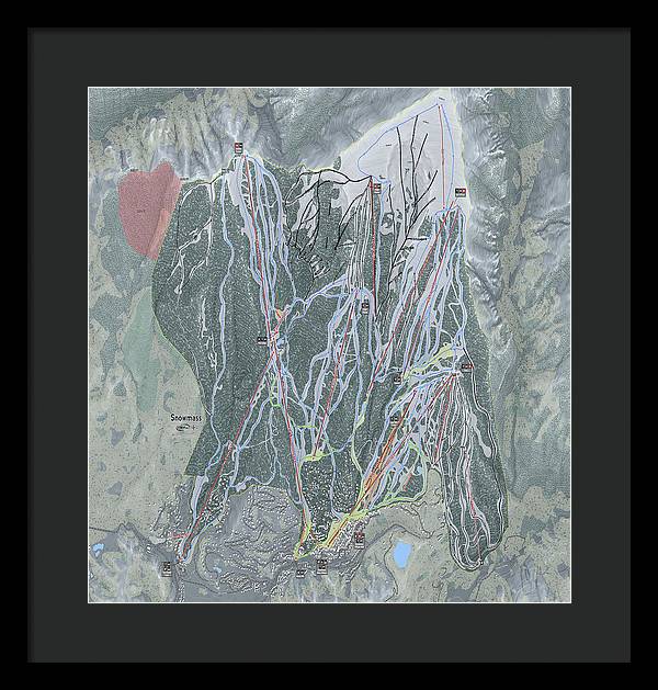 Snowmass Ski Trail Map - Framed Print - Powderaddicts
