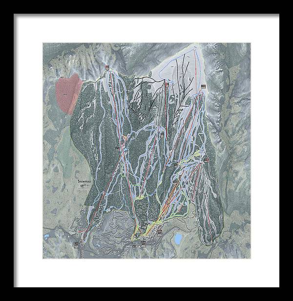 Snowmass Ski Trail Map - Framed Print - Powderaddicts