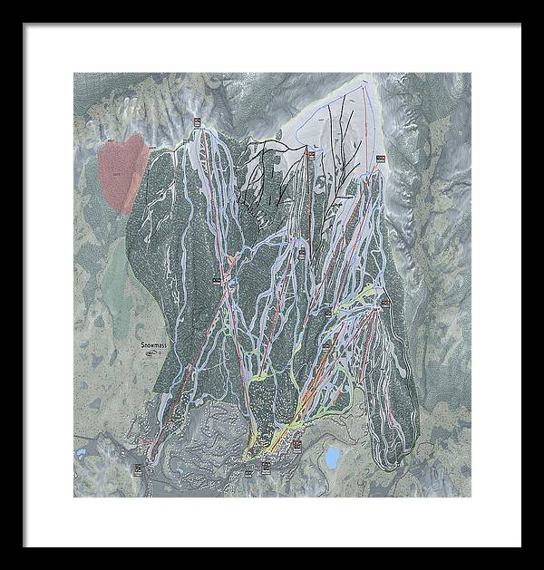 Snowmass Ski Trail Map - Framed Print - Powderaddicts