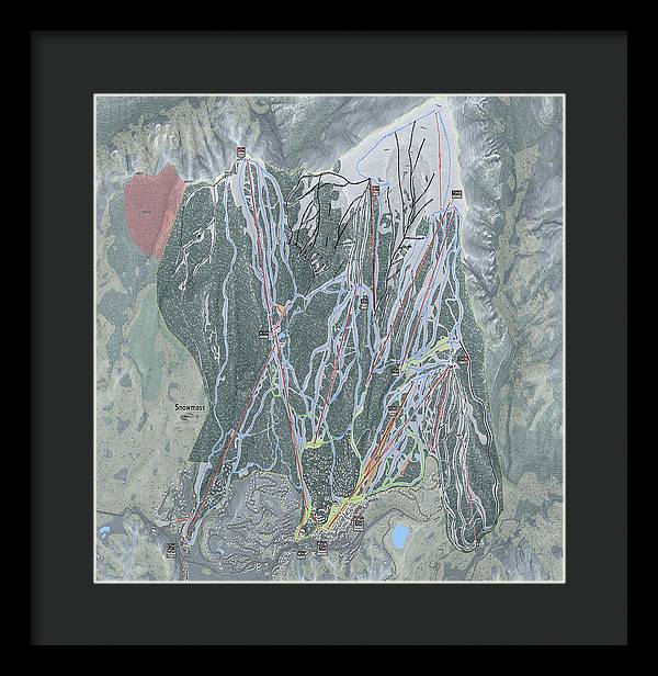 Snowmass Ski Trail Map - Framed Print - Powderaddicts