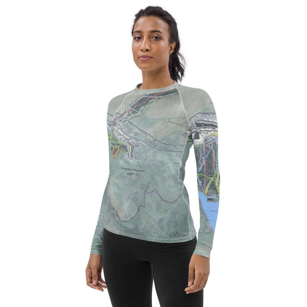Snowshoe Mountain, West Virginia Ski Trail Map Women&#39;s Base Layer Top - Powderaddicts