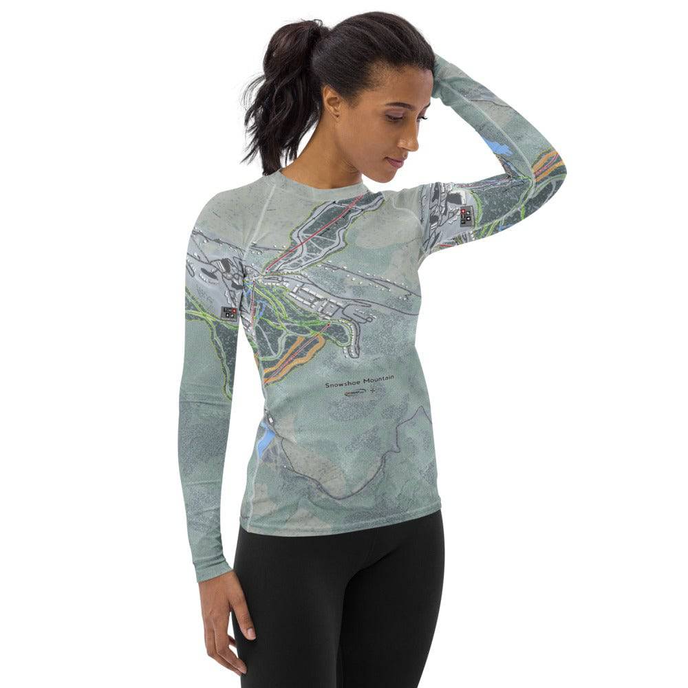 Snowshoe Mountain, West Virginia Ski Trail Map Women's Base Layer Top - Powderaddicts