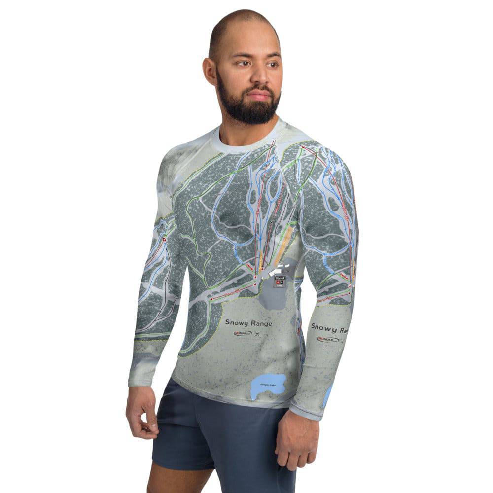 Snowy Range, Wyoming Ski Trail Map Men's Base Layer Top - Powderaddicts