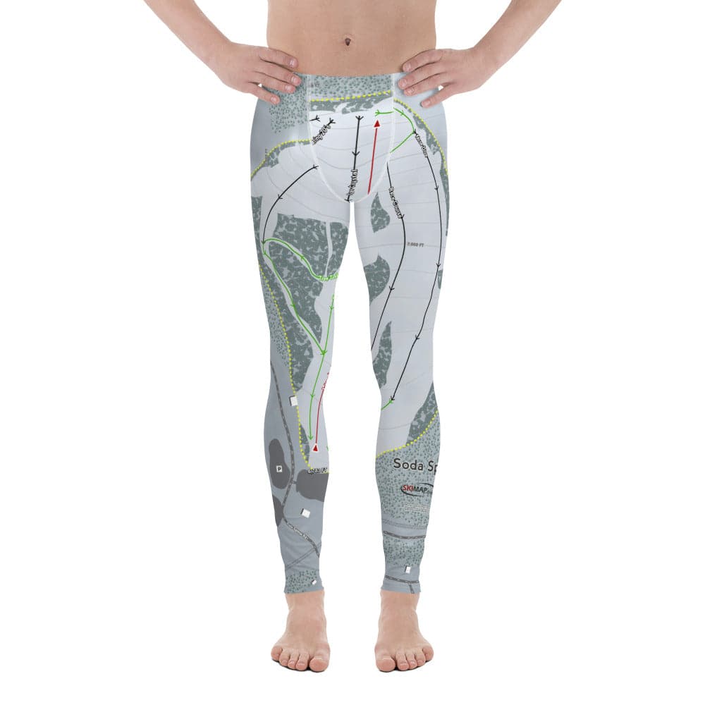 Soda Springs, California Ski Trail Map Men's Base Layer Bottom - Powderaddicts