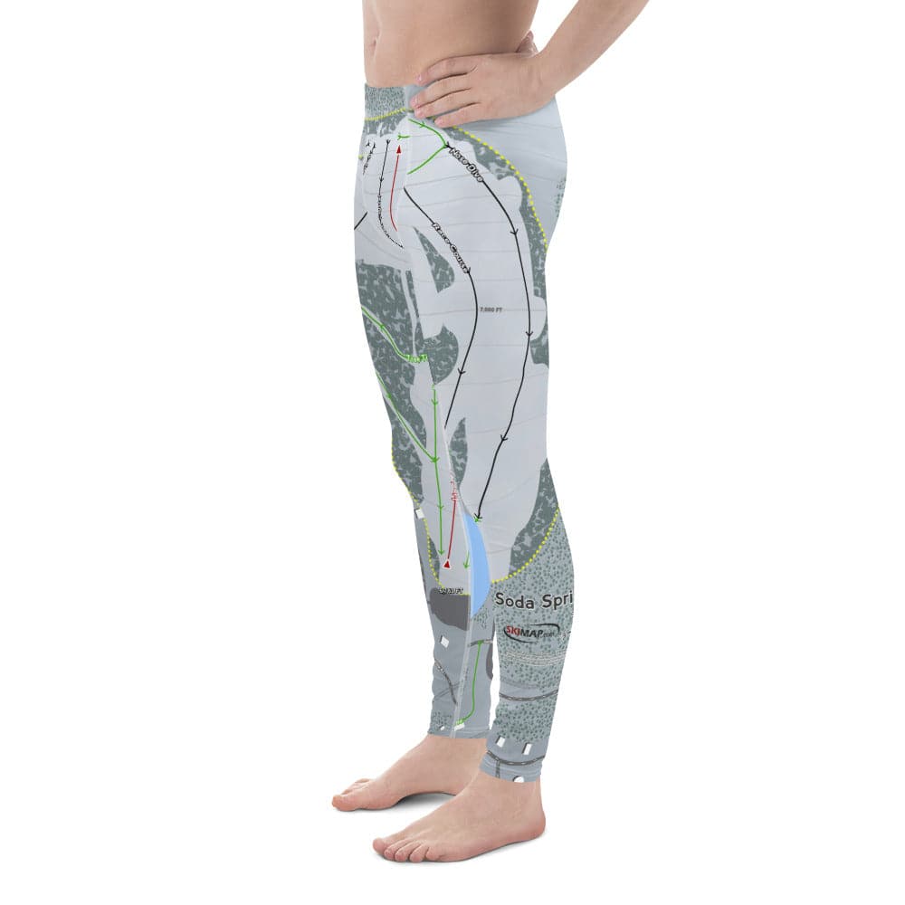 Soda Springs, California Ski Trail Map Men's Base Layer Bottom - Powderaddicts