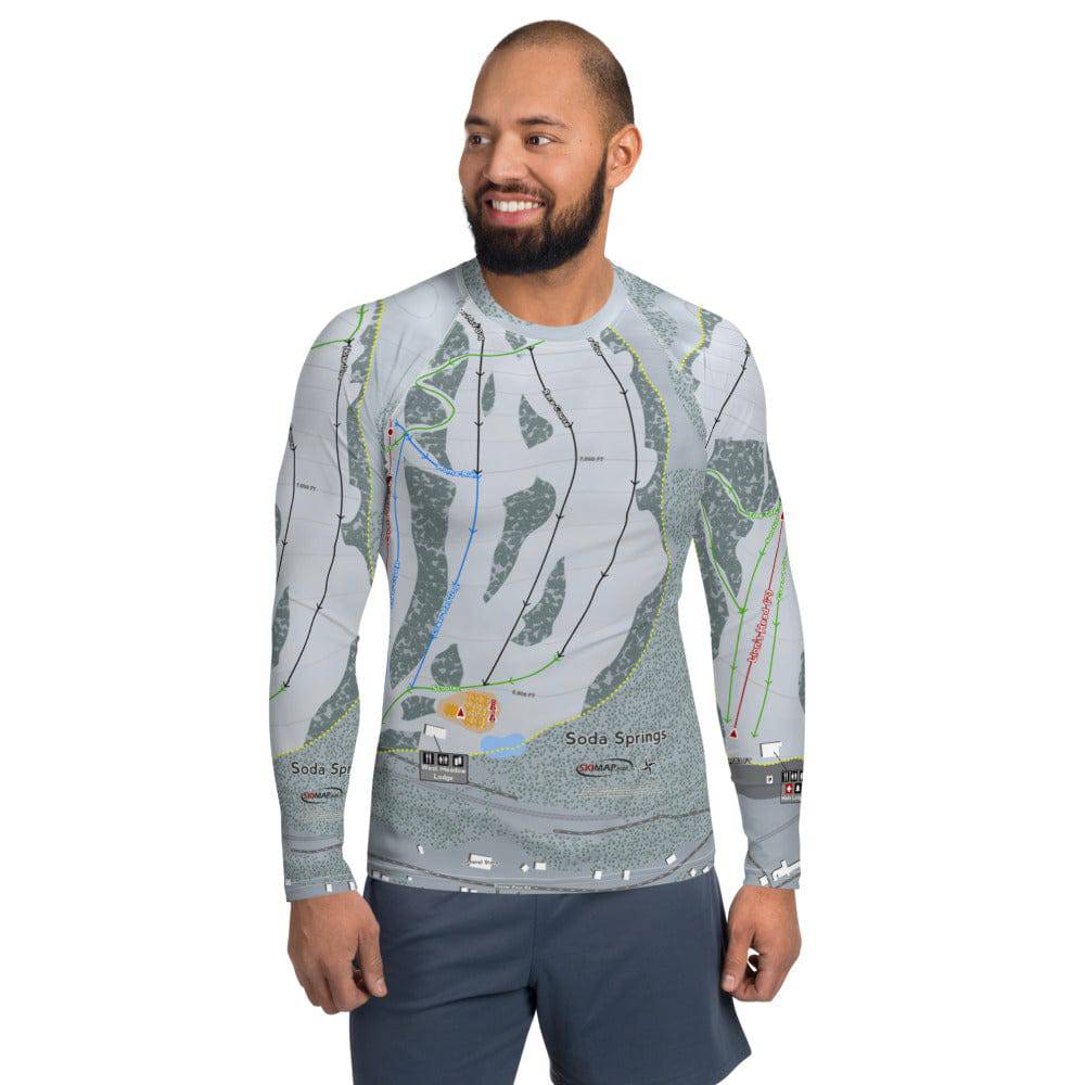 Soda Springs, California Ski Trail Map Men's Base Layer Top - Powderaddicts