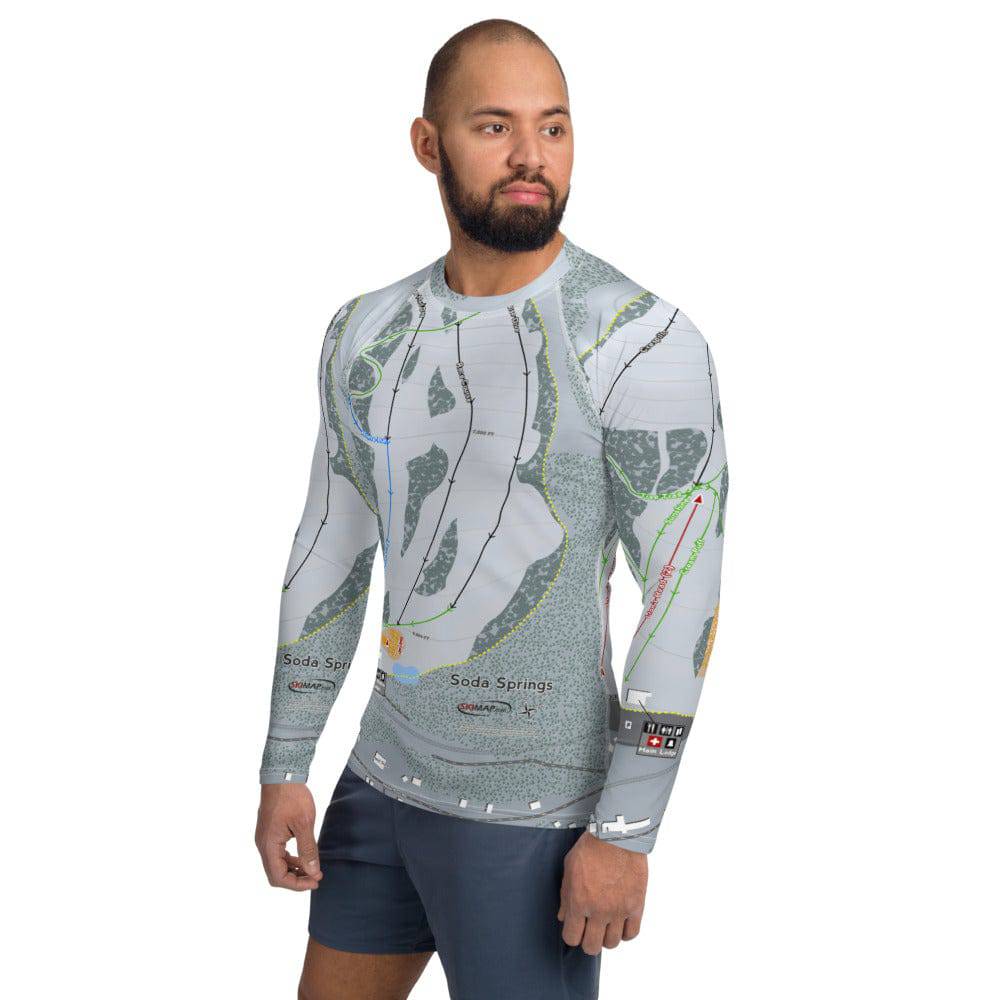 Soda Springs, California Ski Trail Map Men's Base Layer Top - Powderaddicts