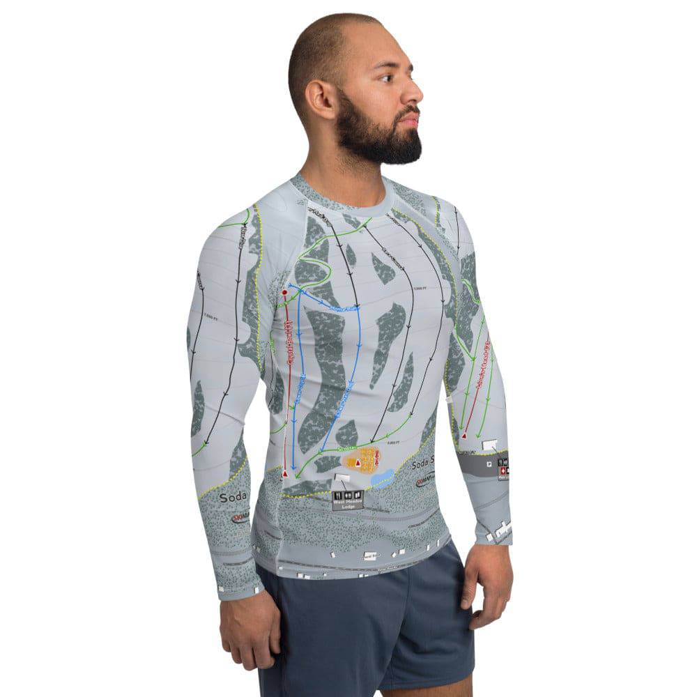 Soda Springs, California Ski Trail Map Men's Base Layer Top - Powderaddicts