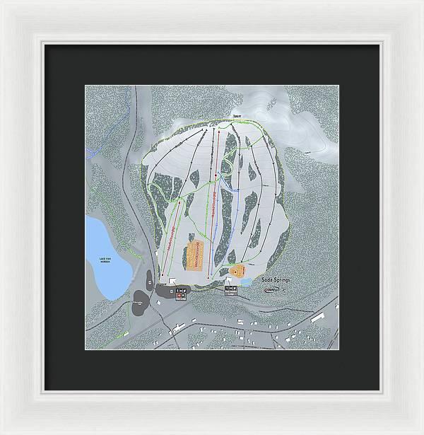 Soda Springs Ski Trail Map - Framed Print - Powderaddicts
