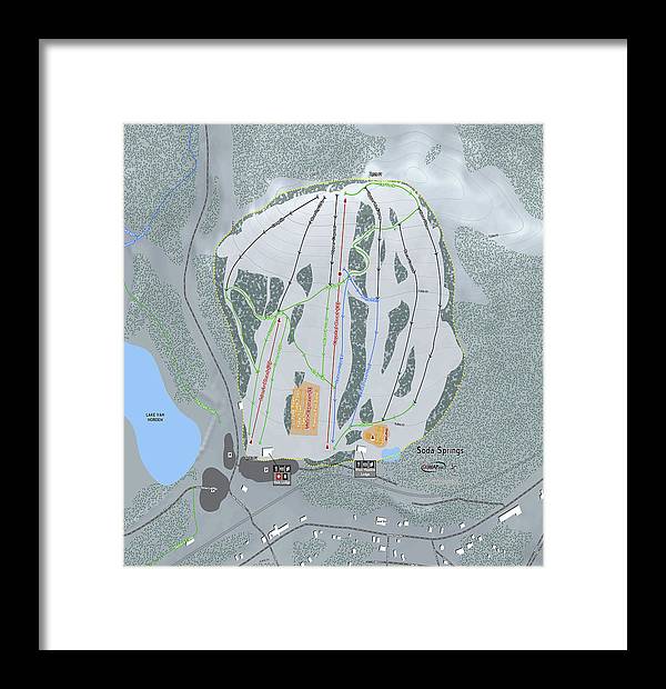 Soda Springs Ski Trail Map - Framed Print - Powderaddicts
