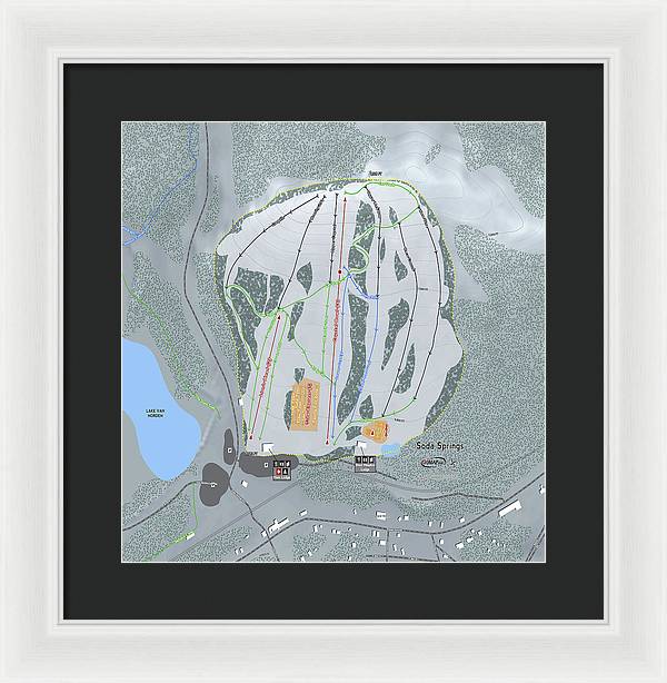 Soda Springs Ski Trail Map - Framed Print - Powderaddicts