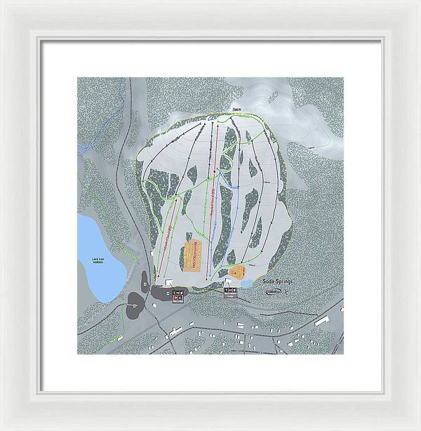 Soda Springs Ski Trail Map - Framed Print - Powderaddicts