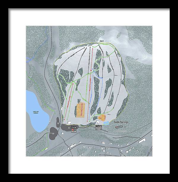 Soda Springs Ski Trail Map - Framed Print - Powderaddicts