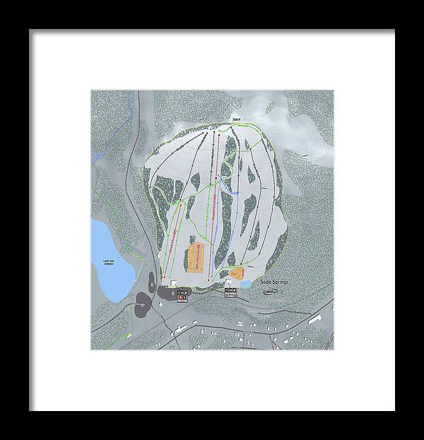 Soda Springs Ski Trail Map - Framed Print - Powderaddicts