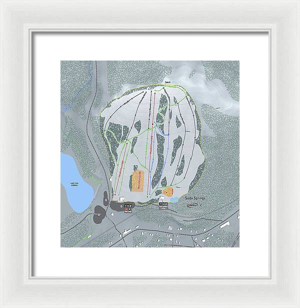 Soda Springs Ski Trail Map - Framed Print - Powderaddicts