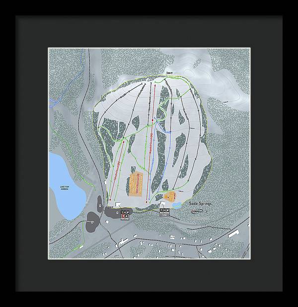 Soda Springs Ski Trail Map - Framed Print - Powderaddicts