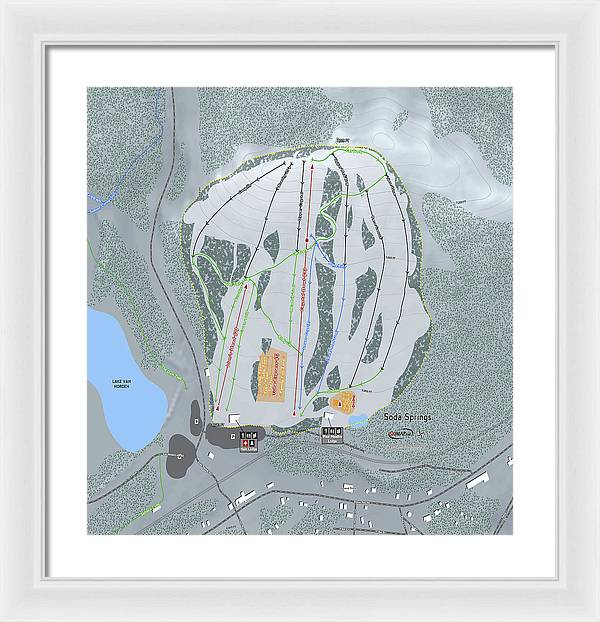 Soda Springs Ski Trail Map - Framed Print - Powderaddicts