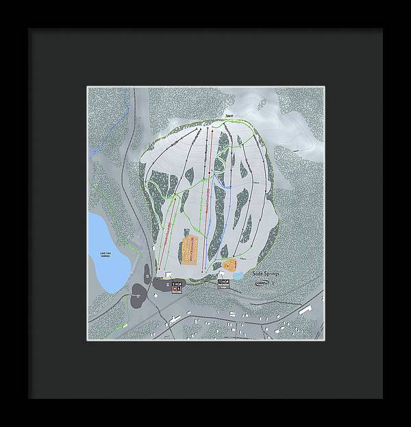 Soda Springs Ski Trail Map - Framed Print - Powderaddicts