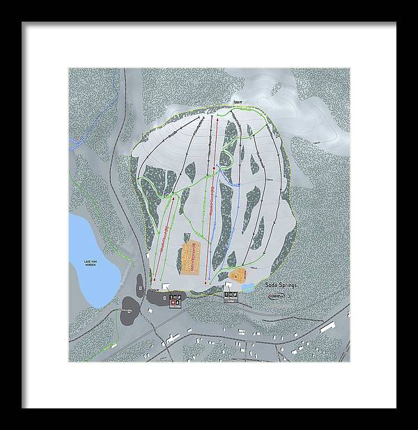 Soda Springs Ski Trail Map - Framed Print - Powderaddicts