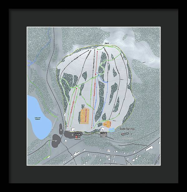 Soda Springs Ski Trail Map - Framed Print - Powderaddicts