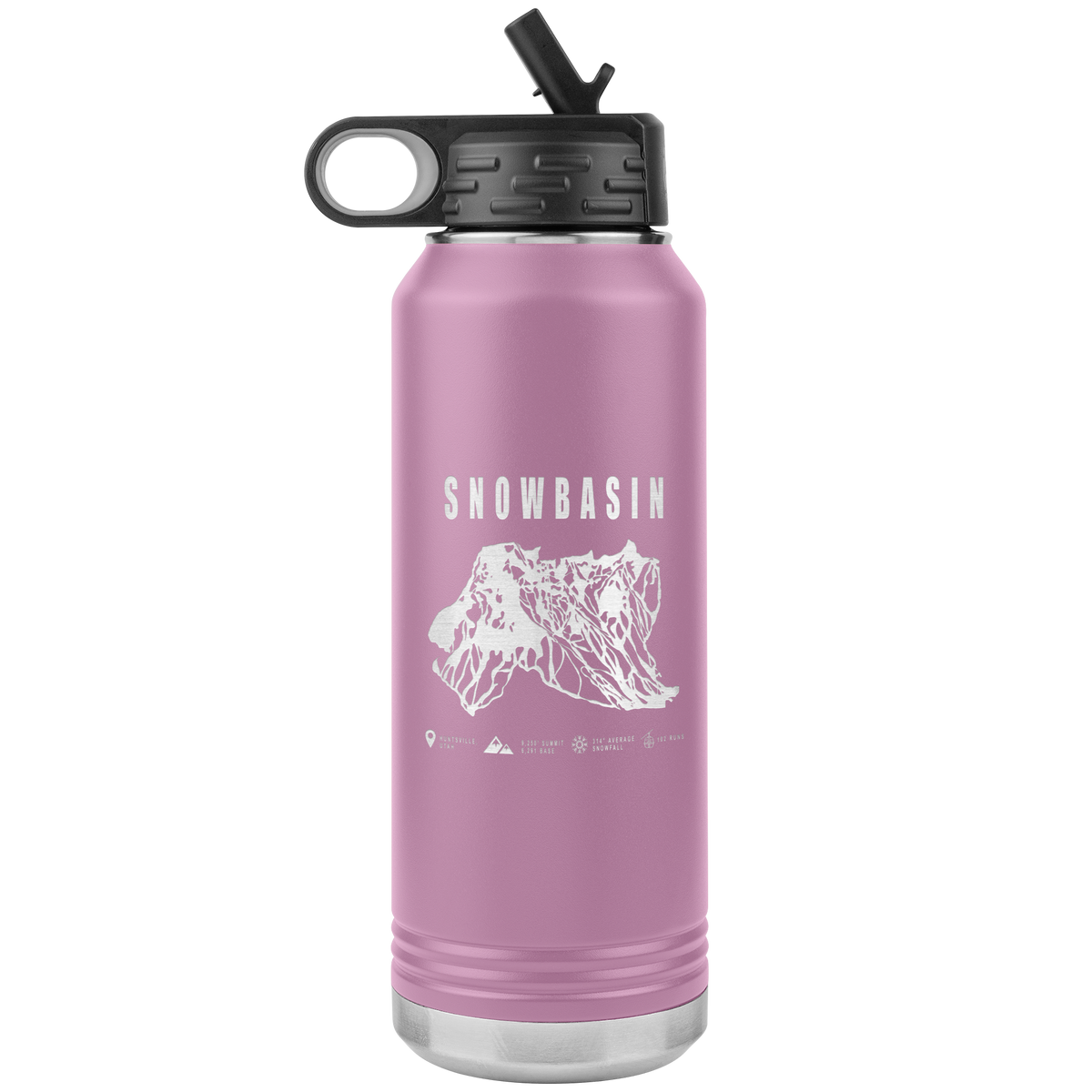 Snowbasin, Utah Ski Trail Map - 32oz Insulated Water Bottle - Powderaddicts