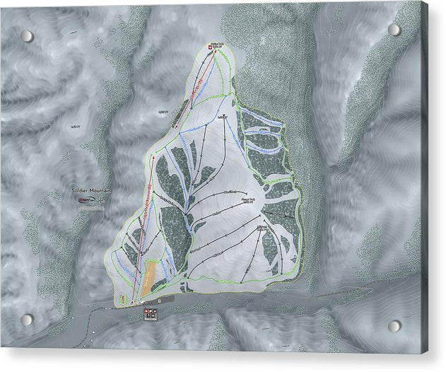 Soldier Mountain Ski Trail Map - Acrylic Print - Powderaddicts
