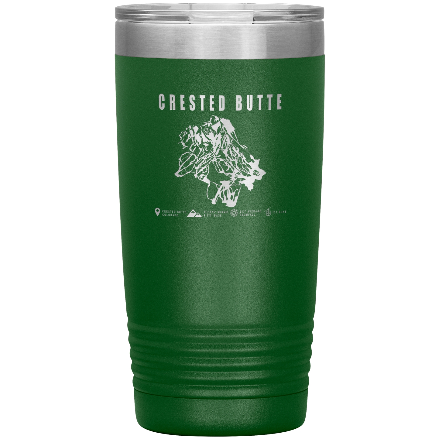 Crested Butte Colorado Ski Trail Map 20oz Tumbler - Powderaddicts